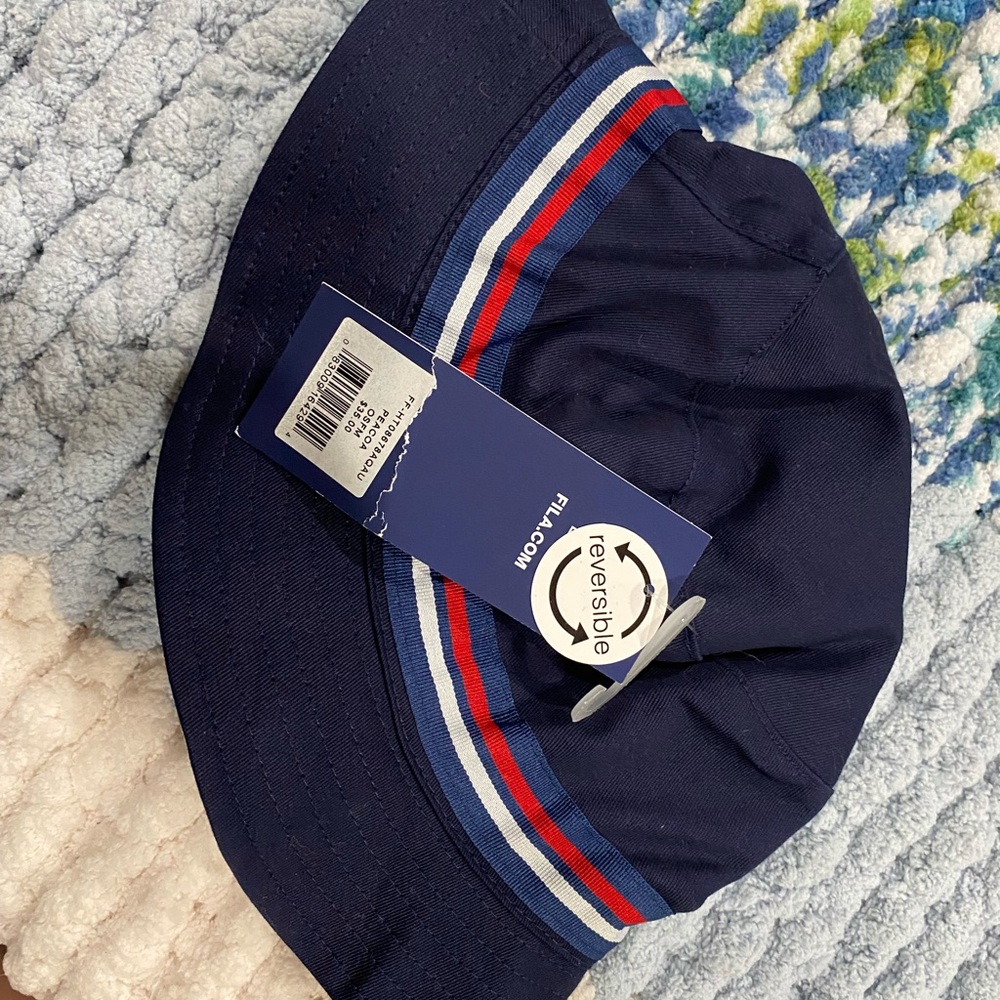 Fila Blue and Red Bucket Hat with Signature Branding- Unisex (NWT) - Picture 2 of 6